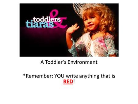 A Toddler’s Environment RED *Remember: YOU write anything that is RED!
