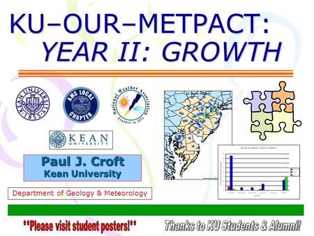 KU–OUR–METPACT: YEAR II: GROWTH Paul J. Croft Kean University Department of Geology & Meteorology.