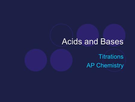 Acids and Bases Titrations AP Chemistry. Neutralization Reactions and Titrations Neutralization Reactions Strong acid + Strong Base  Salt + Water HCl.