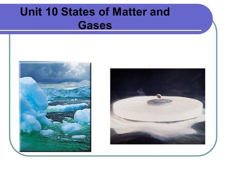 Unit 10 States of Matter and Gases. Phase Changes A phase change is a change in the state of matter During a phase change there is no change in temperature.