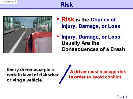 Risk is the Chance of Injury, Damage, or Loss