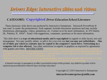 Drivers Edge: Interactive slides and videos