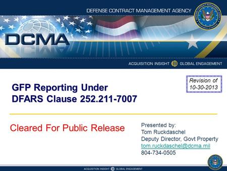 GFP Reporting Under DFARS Clause