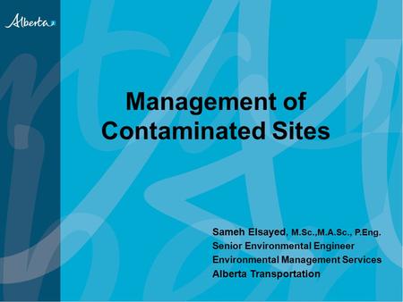 Management of Contaminated Sites