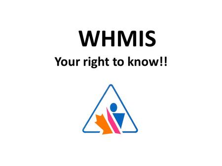 Your right to know!! WHMIS - Your right to know... WHMIS L 1.