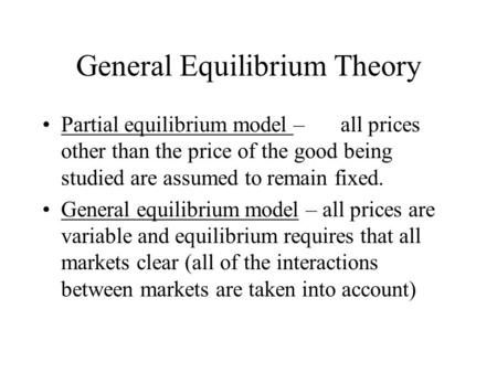 General Equilibrium Theory