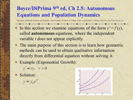 Boyce/DiPrima 9th ed, Ch 2.5: Autonomous Equations and Population Dynamics Elementary Differential Equations and Boundary Value Problems, 9th edition,