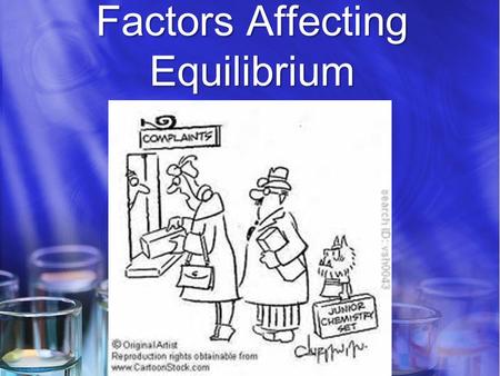 Factors Affecting Equilibrium. Equilibrium: Once equilibrium has been reached, it can only be changed by factors that affect the forward and reverse reactions.