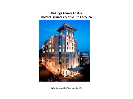 NCI Designated Cancer Center Hollings Cancer Center Medical University of South Carolina.