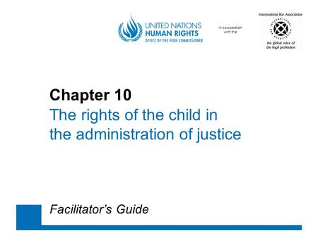 In cooperation with the Chapter 10 The rights of the child in the administration of justice Facilitator’s Guide.