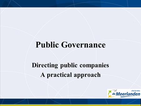 Public Governance Directing public companies A practical approach.