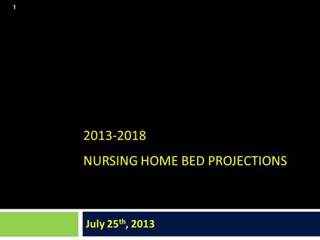 2013-2018 NURSING HOME BED PROJECTIONS July 25 th, 2013 1.