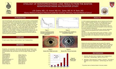 ETIOLOGY OF KERATOPROSTHESIS LOSS: RESULTS FROM THE BOSTON KERATOPROSTHESIS MULTICENTER STUDY J.B. Ciolino, MD; J.D. Ament, MD; B.L. Zerbe, MD; M. W. Belin,