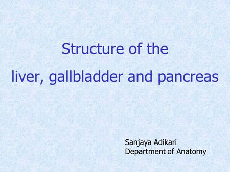 Structure of the liver, gallbladder and pancreas