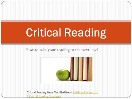 How to take your reading to the next level….