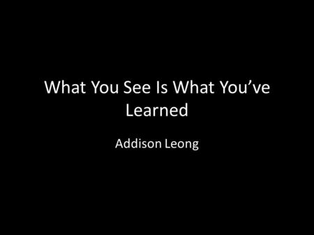 What You See Is What You’ve Learned
