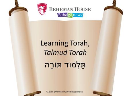 Learning Torah, Talmud Torah תַּלְמוּד תּוֹרָה © 2011 Behrman House/Babaganewz.