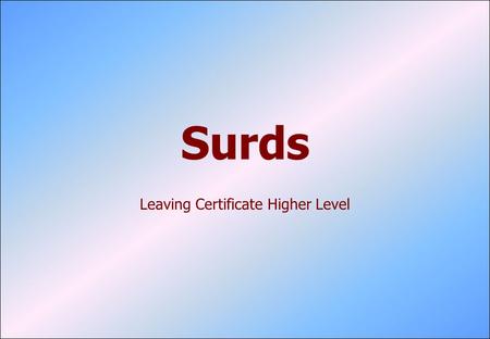 Leaving Certificate Higher Level