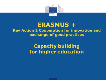 ERASMUS + Key Action 2 Cooperation for innovation and exchange of good practices Capacity building for higher education.