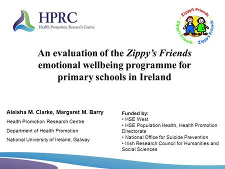 Funded by: HSE West HSE Population Health, Health Promotion Directorate National Office for Suicide Prevention Irish Research Council for Humanities and.