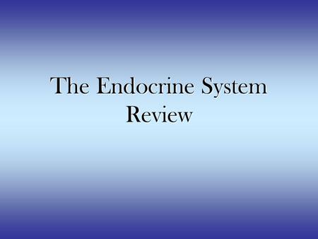 The Endocrine System Review. Major Glands of the Endocrine System Pituitary Gland –Anterior and Posterior Pineal Gland Hypothalamus Thyroid Gland Parathyroid.