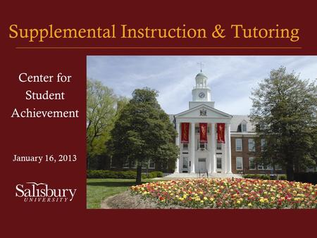 Supplemental Instruction & Tutoring Center for Student Achievement January 16, 2013.