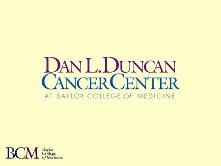 History of the Dan L. Duncan Cancer Center 1997Strategic plan recommendation 2002Successful P20 application 2003-2005Programs, shared resources, organizational.