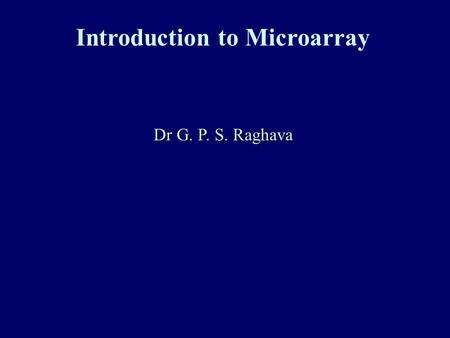 Introduction to Microarray