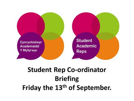 Student Rep Co-ordinator Briefing Friday the 13 th of September.