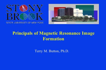 Terry M. Button, Ph.D. Principals of Magnetic Resonance Image Formation.