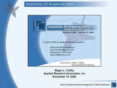 1 Edgar L. Coffey Applied Research Associates, Inc November 14, 2006.