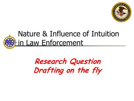 Nature & Influence of Intuition in Law Enforcement Research Question Drafting on the fly.
