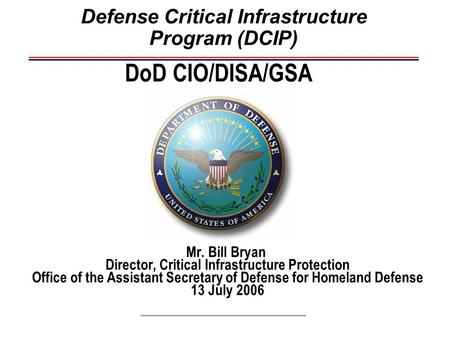 Defense Critical Infrastructure Program (DCIP)