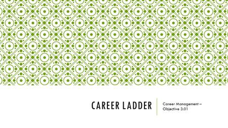 CAREER LADDER Career Management – Objective 3.01.