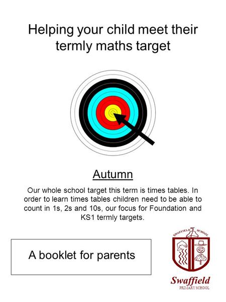 Helping your child meet their termly maths target Autumn Our whole school target this term is times tables. In order to learn times tables children need.