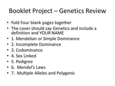 Booklet Project – Genetics Review
