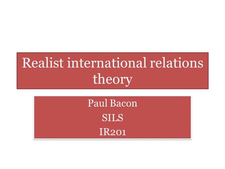 Realist international relations theory