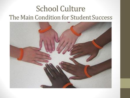 School Culture The Main Condition for Student Success.