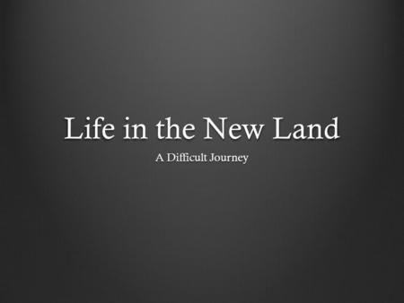 Life in the New Land A Difficult Journey.