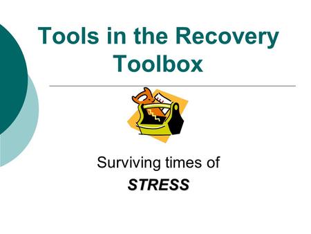 Tools in the Recovery Toolbox Surviving times ofSTRESS.