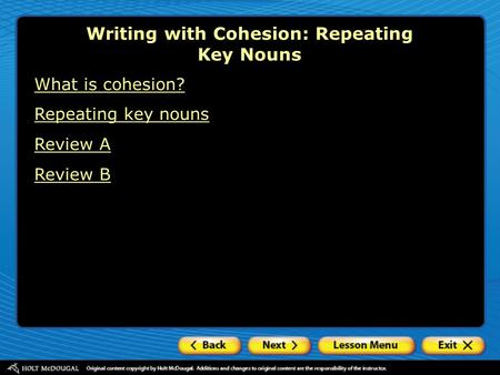 Writing with Cohesion: Repeating Key Nouns