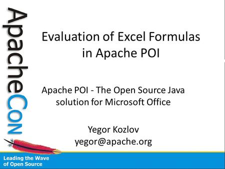 Evaluation of Excel Formulas in Apache POI