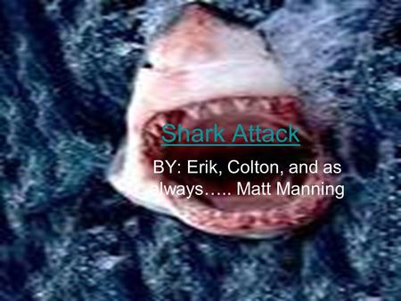 Shark Attack BY: Erik, Colton, and as always….. Matt Manning.