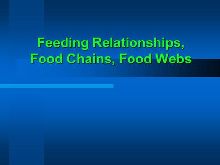Feeding Relationships, Food Chains, Food Webs