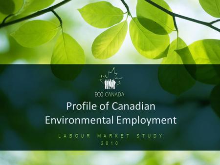 1 Profile of Canadian Environmental Employment LABOUR MARKET STUDY 2010.