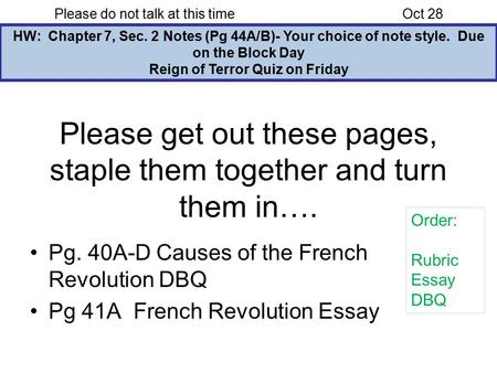 Reign of Terror Quiz on Friday