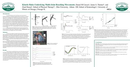 Kinetic Rules Underlying Multi-Joint Reaching Movements. Daniel M Corcos†, James S. Thomas*, and Ziaul Hasan†. School of Physical Therapy*, Ohio University,