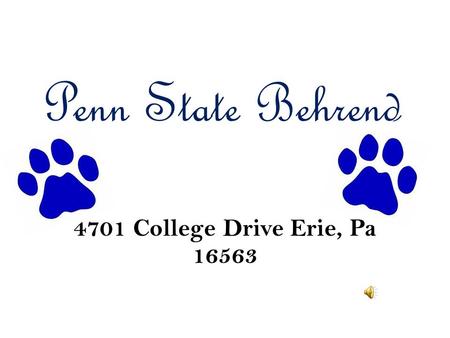 Penn State Behrend 4701 College Drive Erie, Pa 16563.