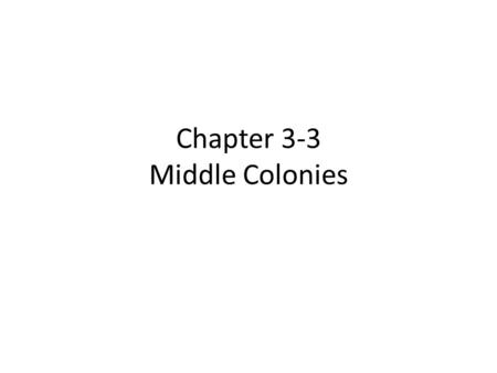 Chapter 3-3 Middle Colonies. 3-3 Middle Colonies/New York 1660 England has to cluster of land separated by land owned by the Dutch New Amsterdam bought.
