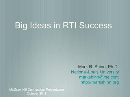 Big Ideas in RTI Success